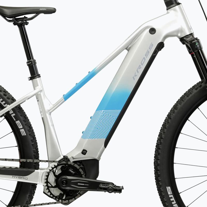 Bicicletă electrică pentru femei KROSS Influx Hyb 5.0 W 29 cells 800 Wh silver/blue/gloss 11