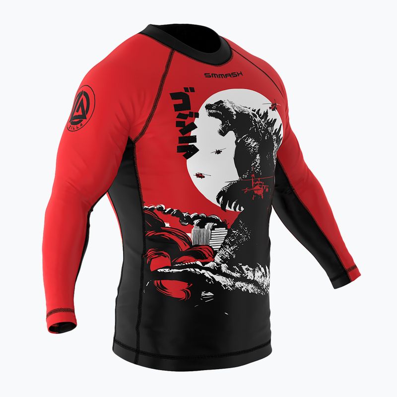Rashguard longsleeve pentru bărbați SMMASH Zilla roșu 3