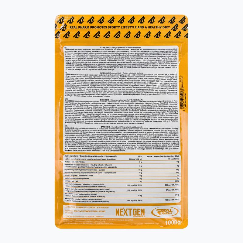 Carbo One Real Pharm carbohidrați 1kg portocaliu 700186 2