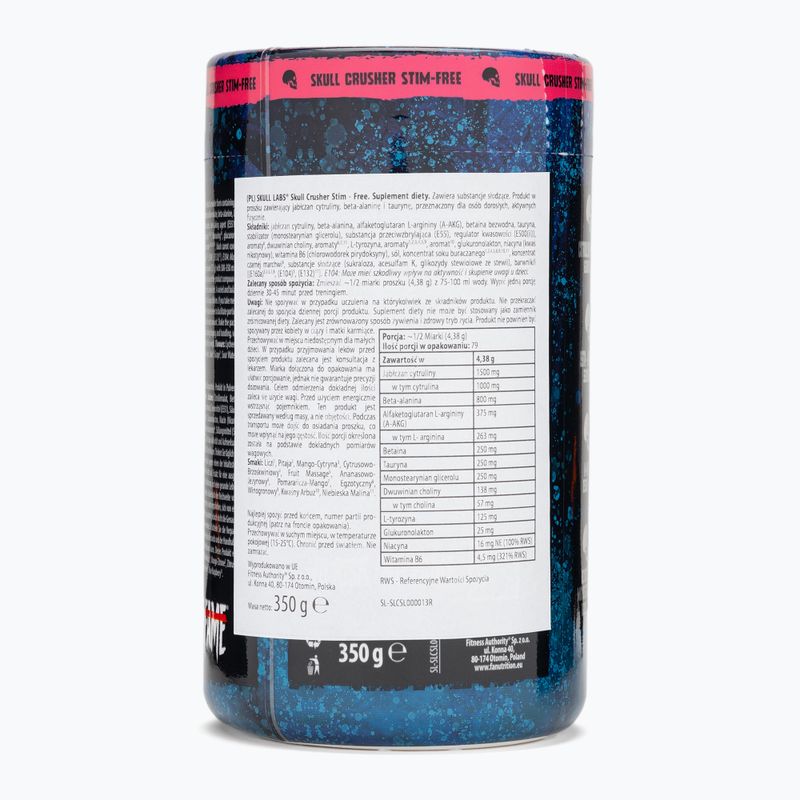 Preantrenament Fitness Authority Skull Labs Skull Crusher Stim Free 350 g mango/lemon 2