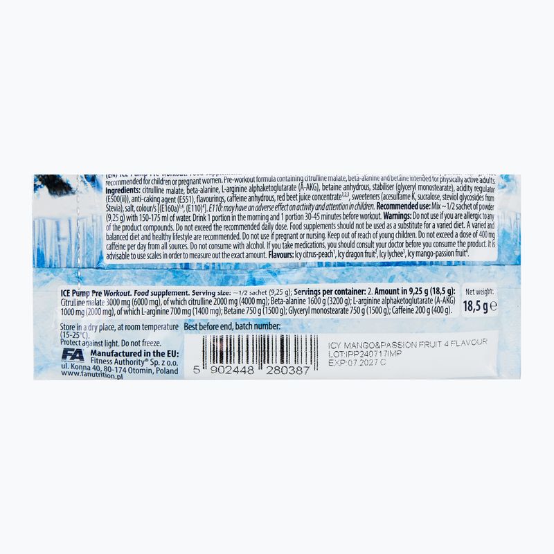 Pre-antrenament Fitness Authority Fa Ice Pump Pre Workout 18,5 g icy mango/passion fruit 2