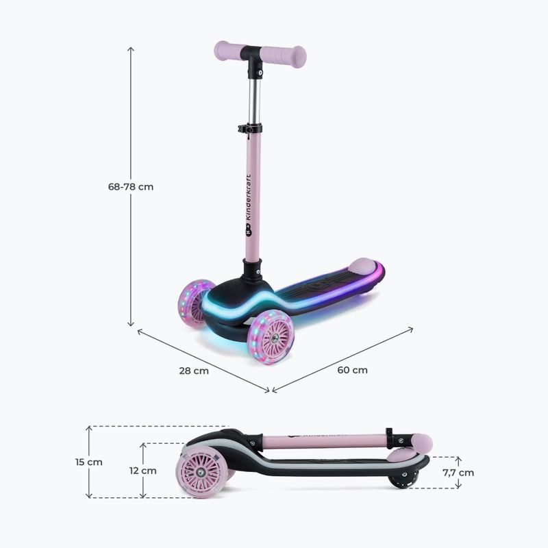 Trotinetă cu trei roți pentru copii Kinderkraft Raket pink 2
