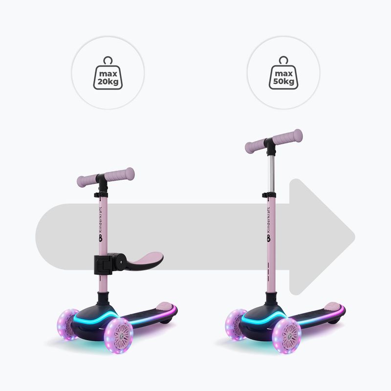 Trotinetă cu trei roți pentru copii Kinderkraft Raket Up pink 11