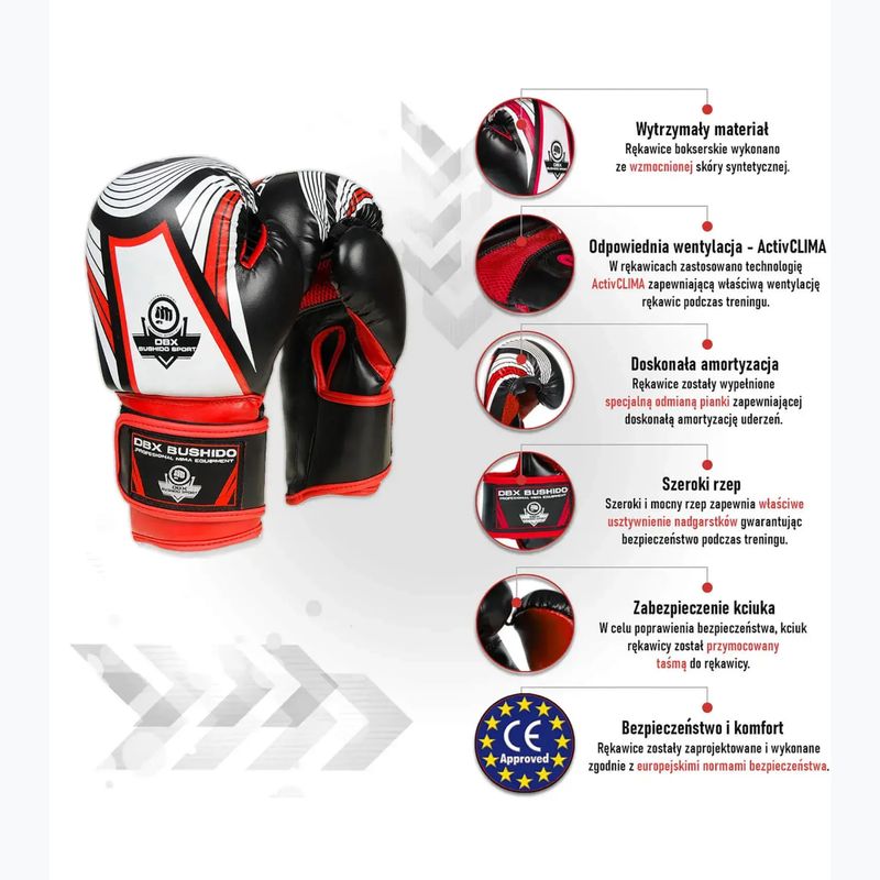 Bushido ARB-407v2 mănuși de box pentru copii negru și roșu 8