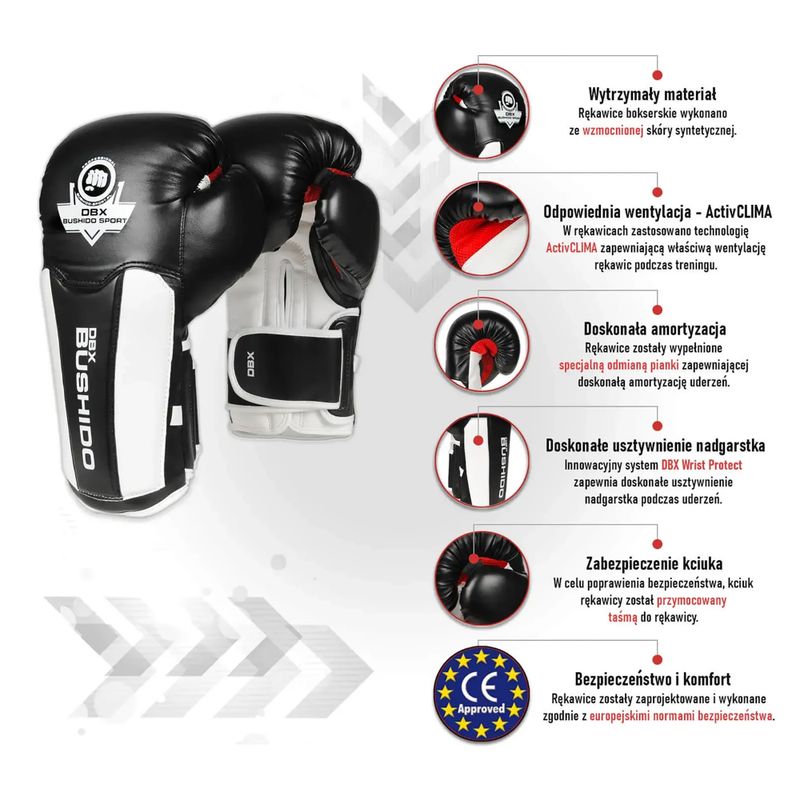 Mănuși de box BDX BUSHIDO B-3W negru/alb