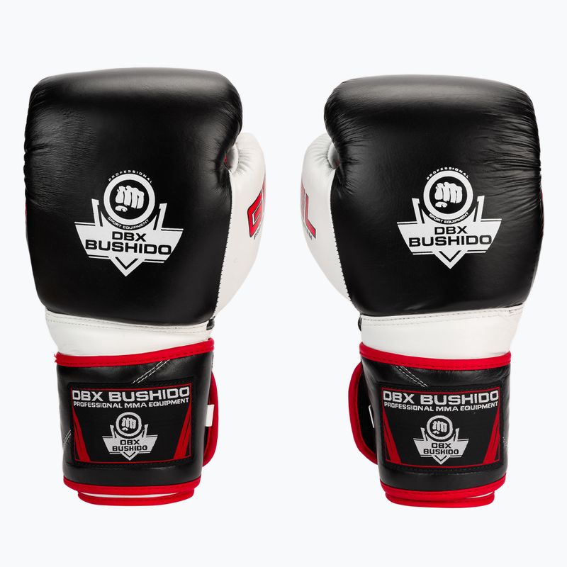 Mănuși de box cu gel din piele naturală Bushido, negru, B-2v11a-12oz