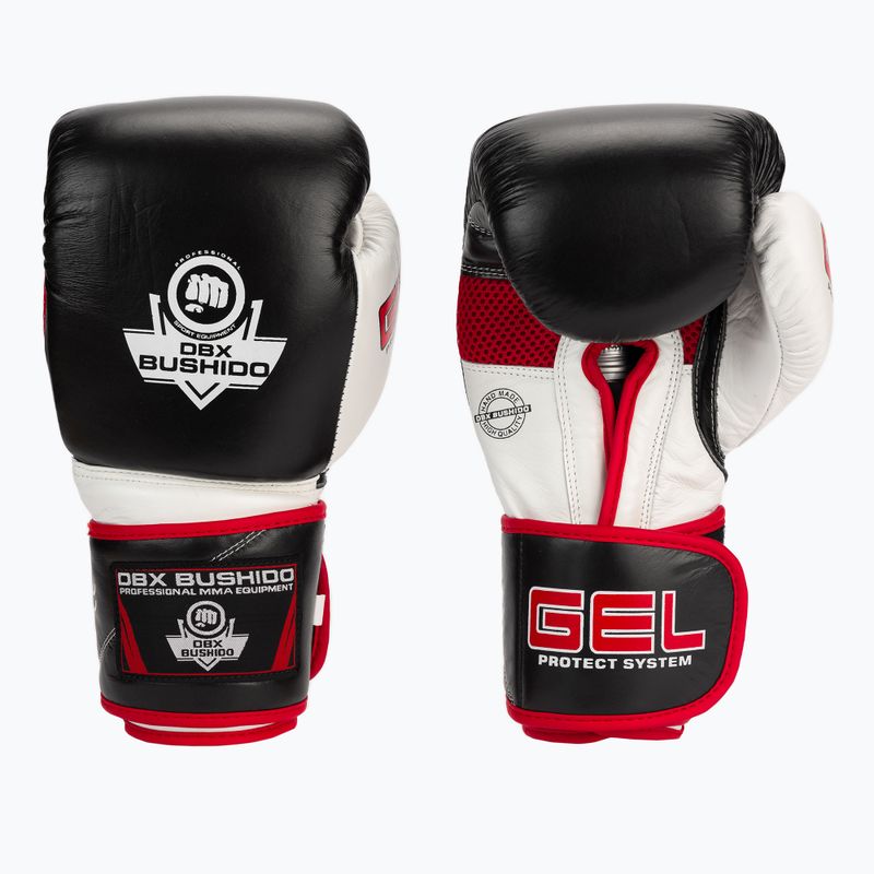 Mănuși de box cu gel din piele naturală Bushido, negru, B-2v11a-12oz 3
