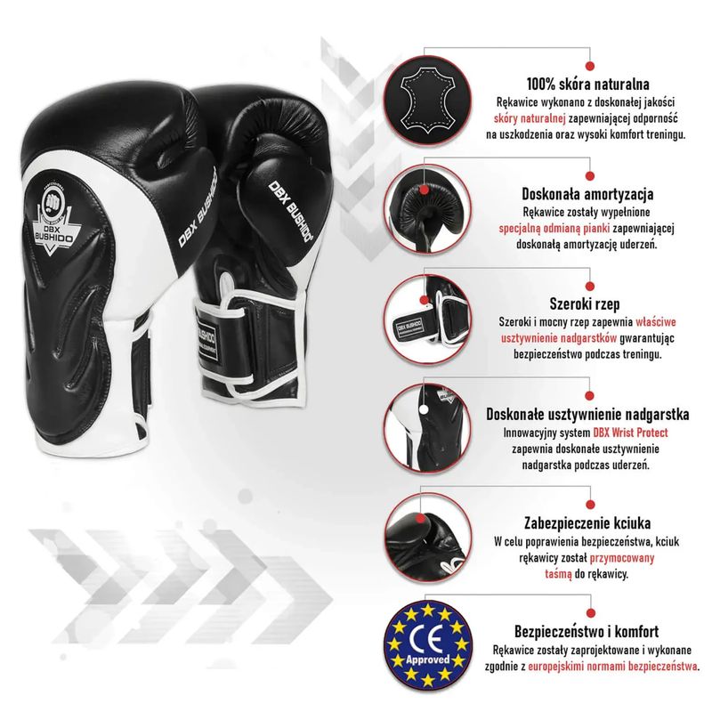 Mănuși de box cu sistem Wrist Protect Bushido, negru, Bb4-12oz 8