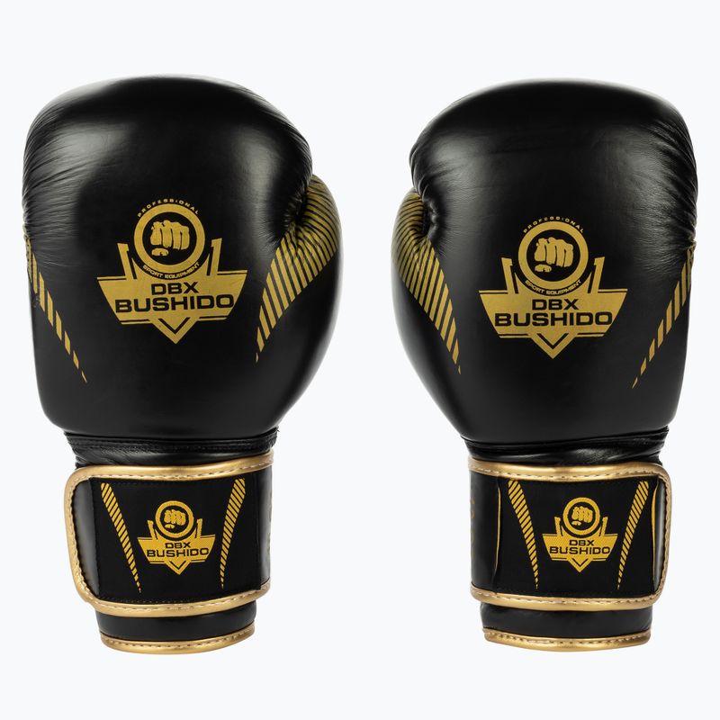 Mănuși de box din piele naturală Bushido, negru, B-2v13-10oz