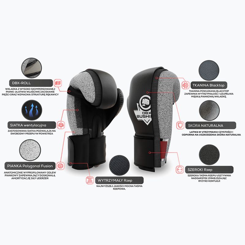 Mănuși de box din piele naturală Bushido, negru, B-2v13-10oz 14