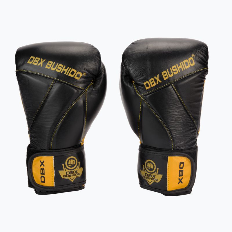Mănuși de box din piele naturală Bushido, negru, B-2v14-10oz