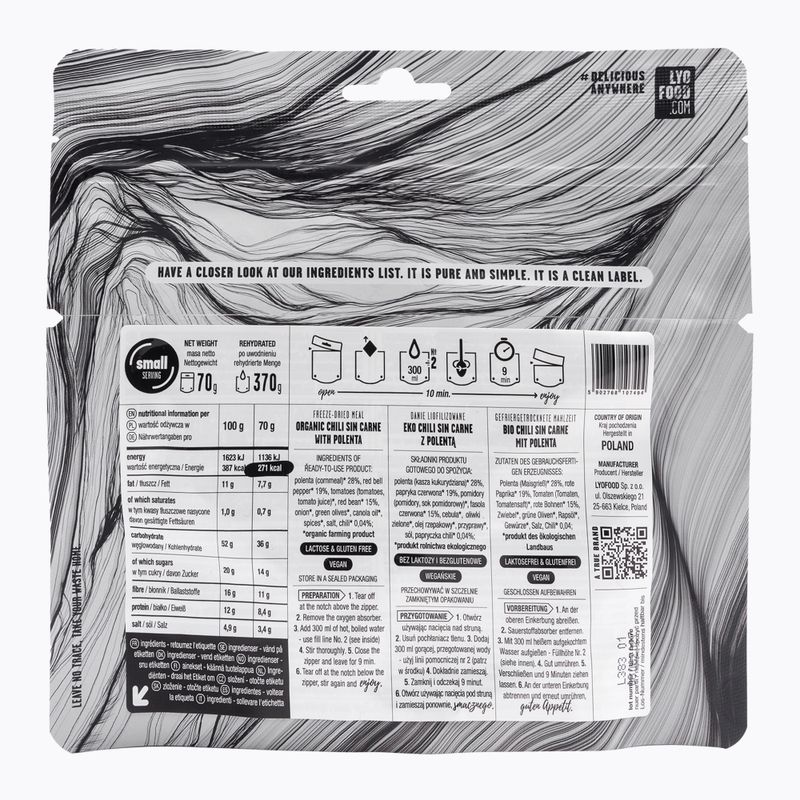 Alimente liofilizate LYOFOOD EKO Chilli sin carne cu polenta LF-7494 2