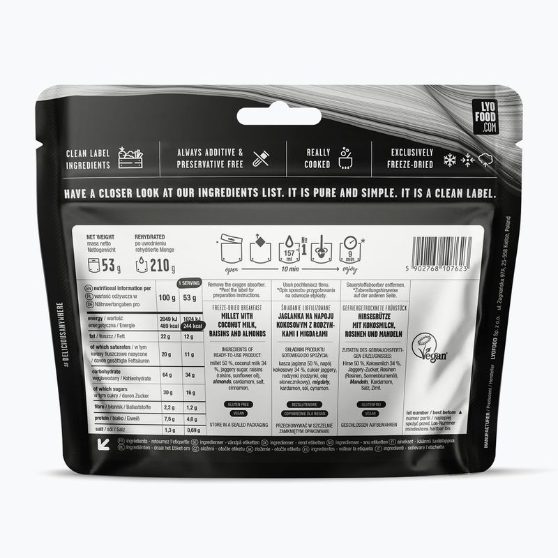 Alimente liofilizate LYOFOOD Hrișcă pentru băutură din nucă de cocos 210 g 2