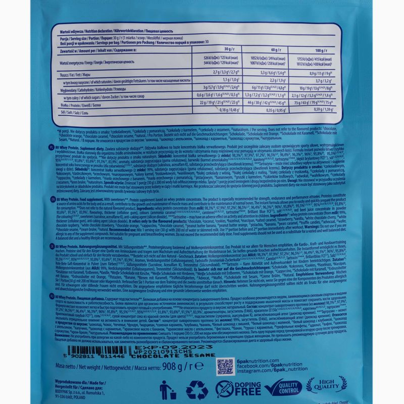 Proteină din zer 6PAK 80 908g ciocolată cu susan PAK/162#SEZCZ 2