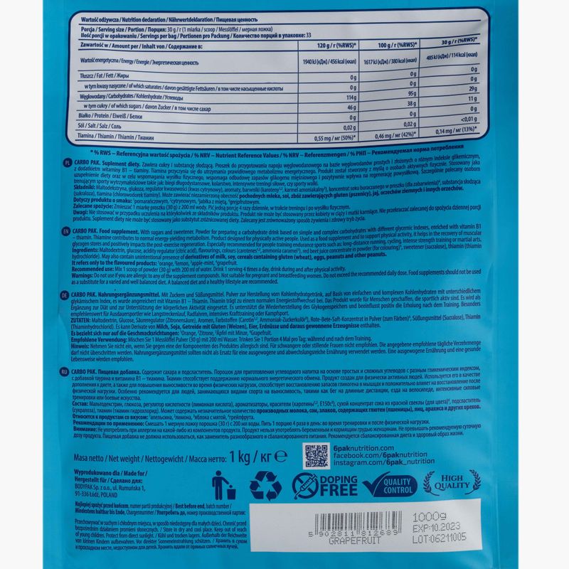 Carbo Pack 6PAK carbohidrați 1000 g grapefruit PAK/212#GREJP 2