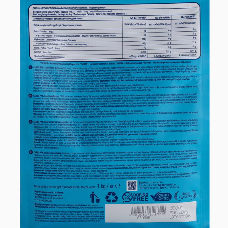 Carbo Pak 6PAK carbohidrați 1000g portocaliu PAK/212#POMAR 2