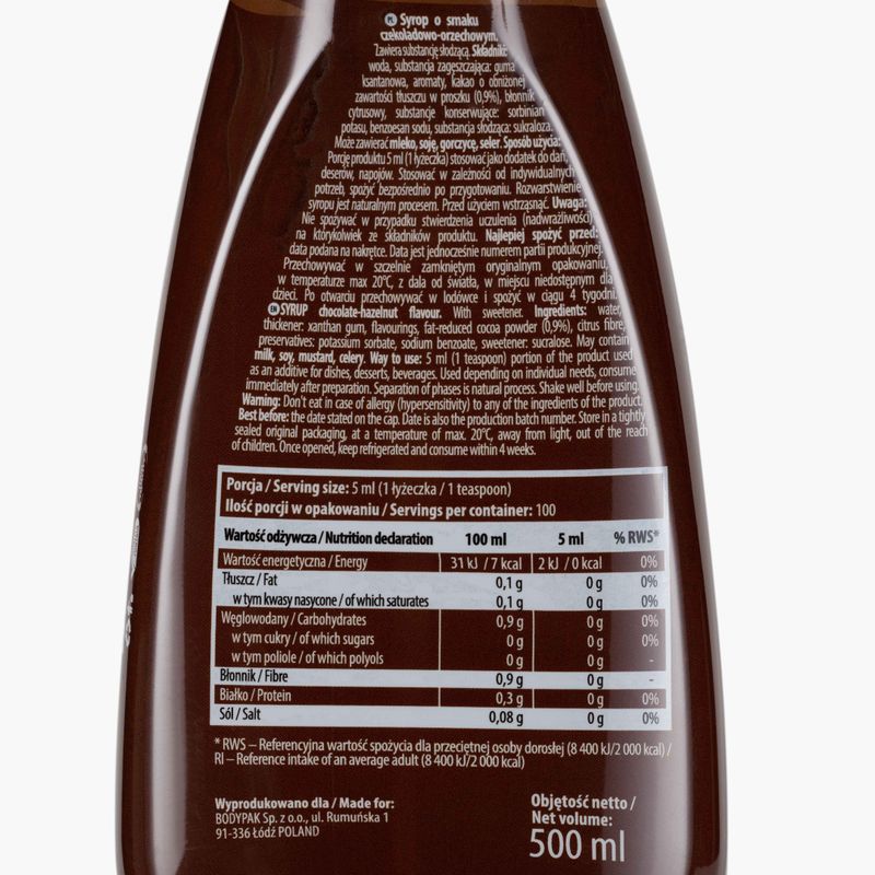 6PAK Sirop ZERO sos ZERO 500ml ciocolată-alune PAK/221 2