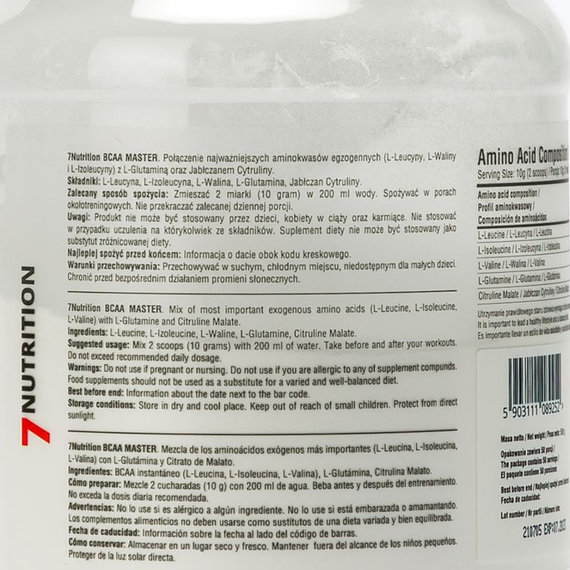 Aminoacizi BCAA 7Nutrition Master 500g, natural, 7Nu000333-pure 2