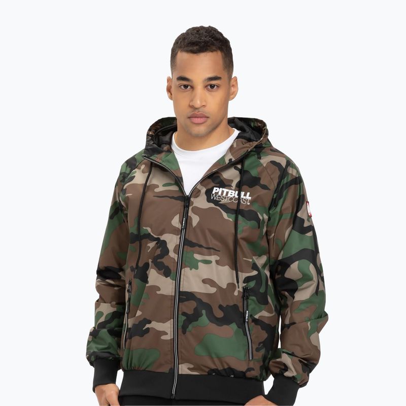 Jachetă cu glugă din nailon pentru bărbați Pitbull West Coast Athletic cu glugă din nailon pentru bărbați Woodland Camo Jacket