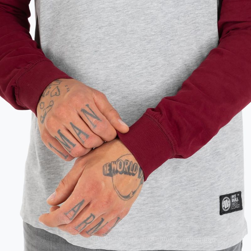 Hanorac pentru bărbați Pitbull West Coast Hooded Small Logo grey/burgundy 5