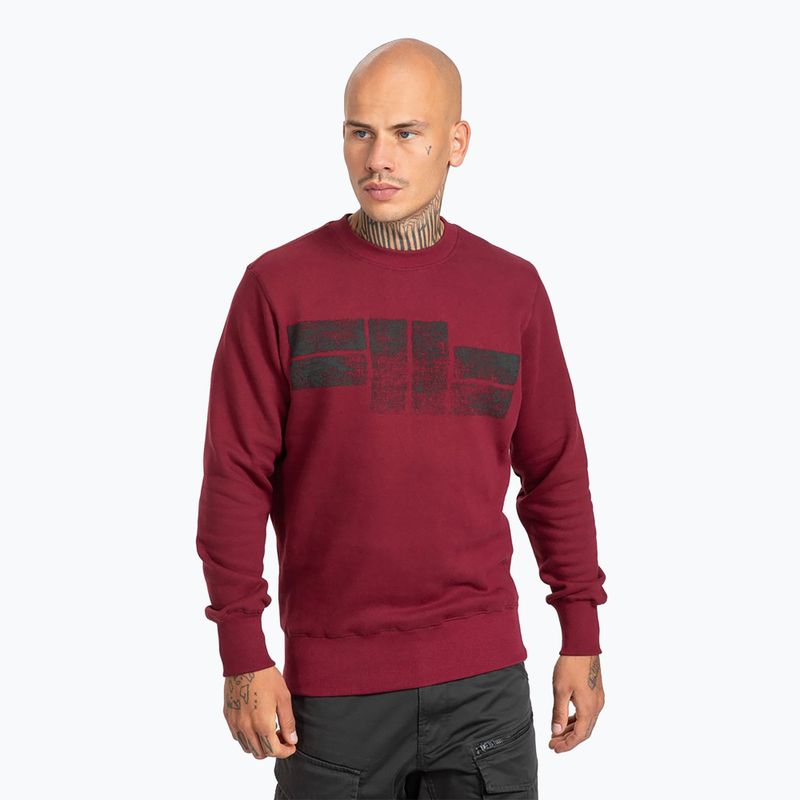Hanorac pentru bărbați Pitbull West Coast Crewneck Classic Logo burgundy