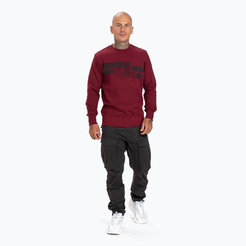 Hanorac pentru bărbați Pitbull West Coast Crewneck Classic Logo burgundy 2