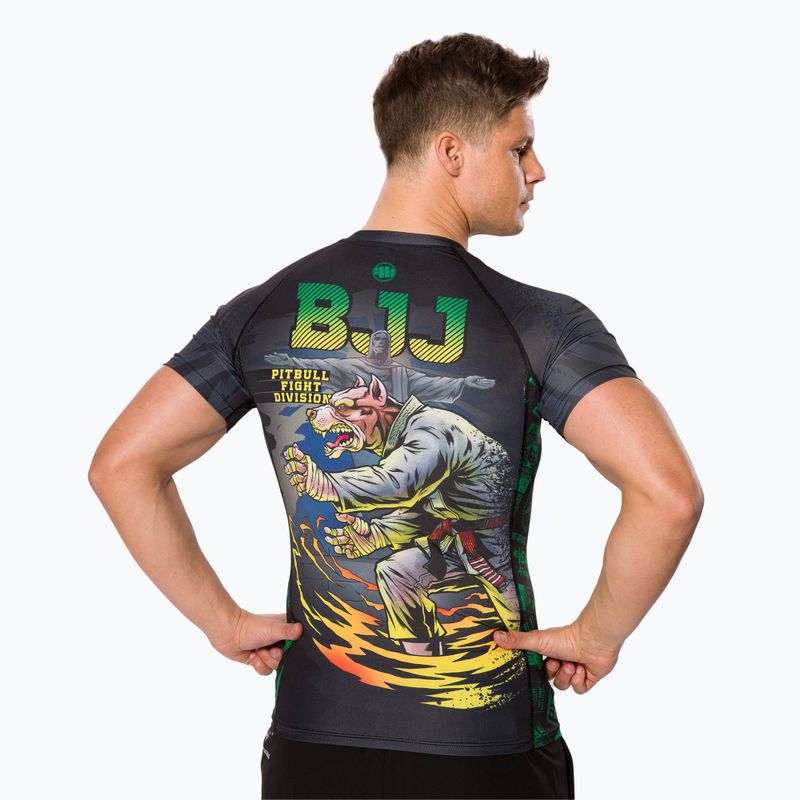 Rashguard pentru bărbați Pitbull West Coast Rash T-S Masters Of BJJ black 3