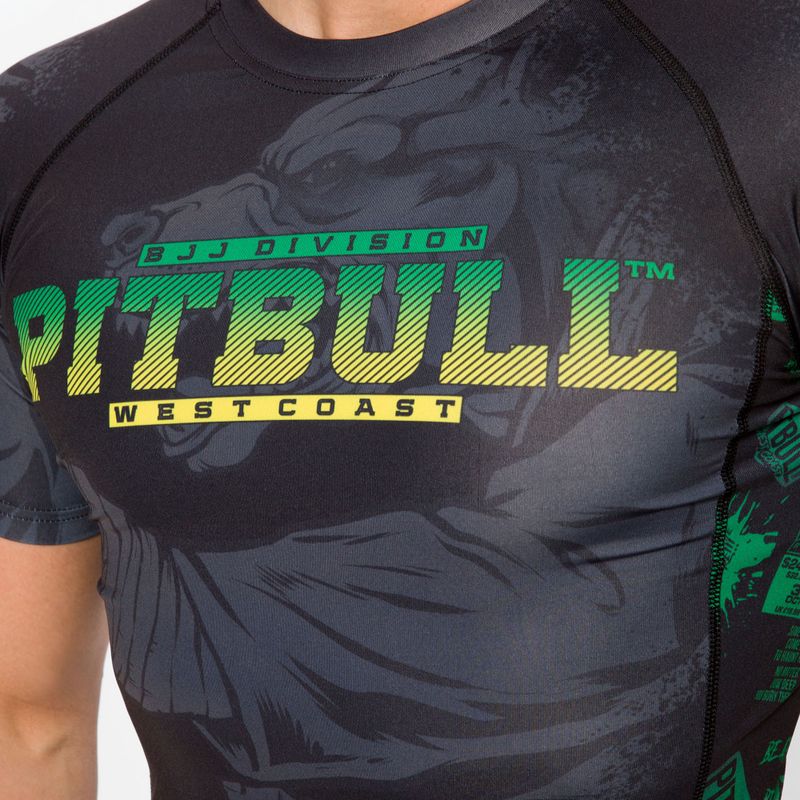 Rashguard pentru bărbați Pitbull West Coast Rash T-S Masters Of BJJ black 4