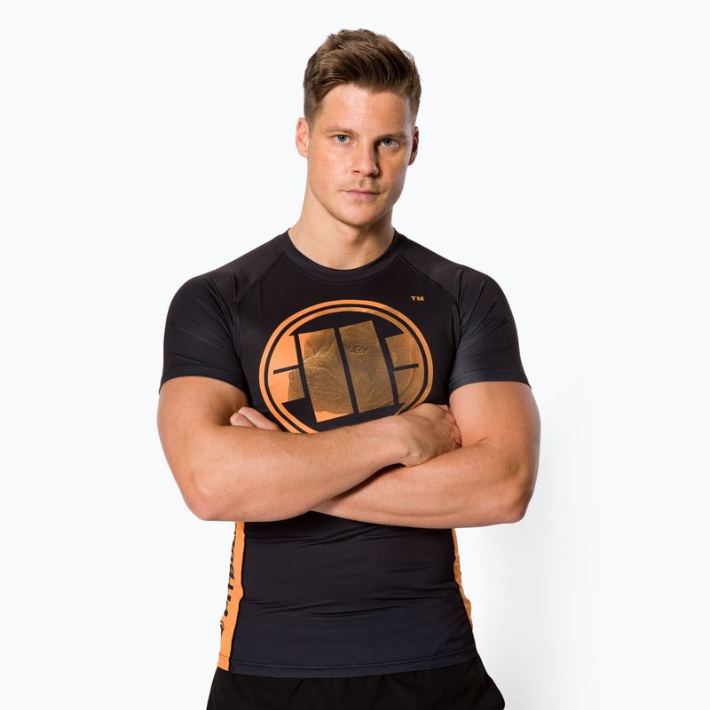 Rashguard pentru bărbați Pitbull West Coast Rash T-S Orange Dog black