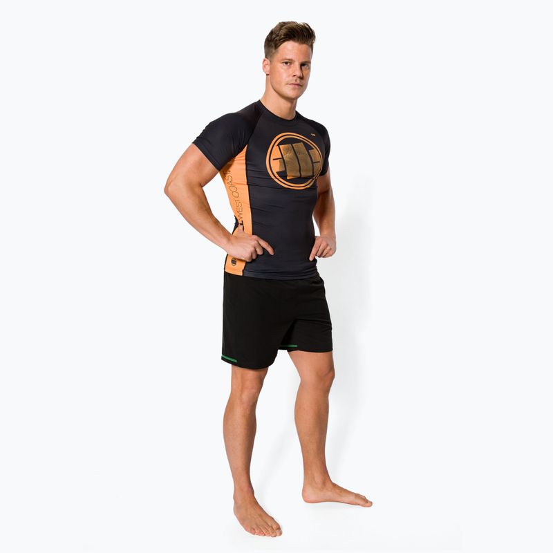 Rashguard pentru bărbați Pitbull West Coast Rash T-S Orange Dog black 2