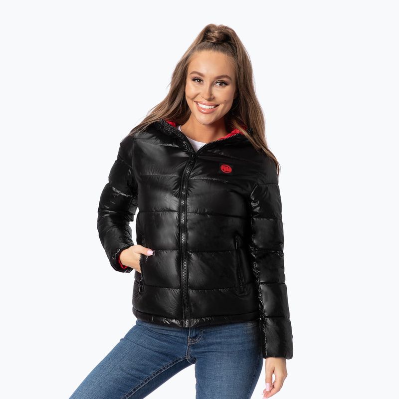 Jachetă pentru femei în jos Pitbull West Coast Shine Quilted Hooded black