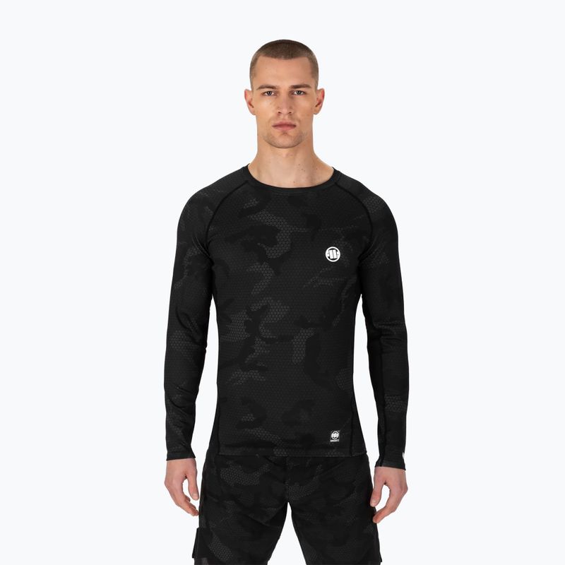 Bărbați Rashguard cu mânecă lungă Pitbull West Coast Net Camo 2 Rash black camo