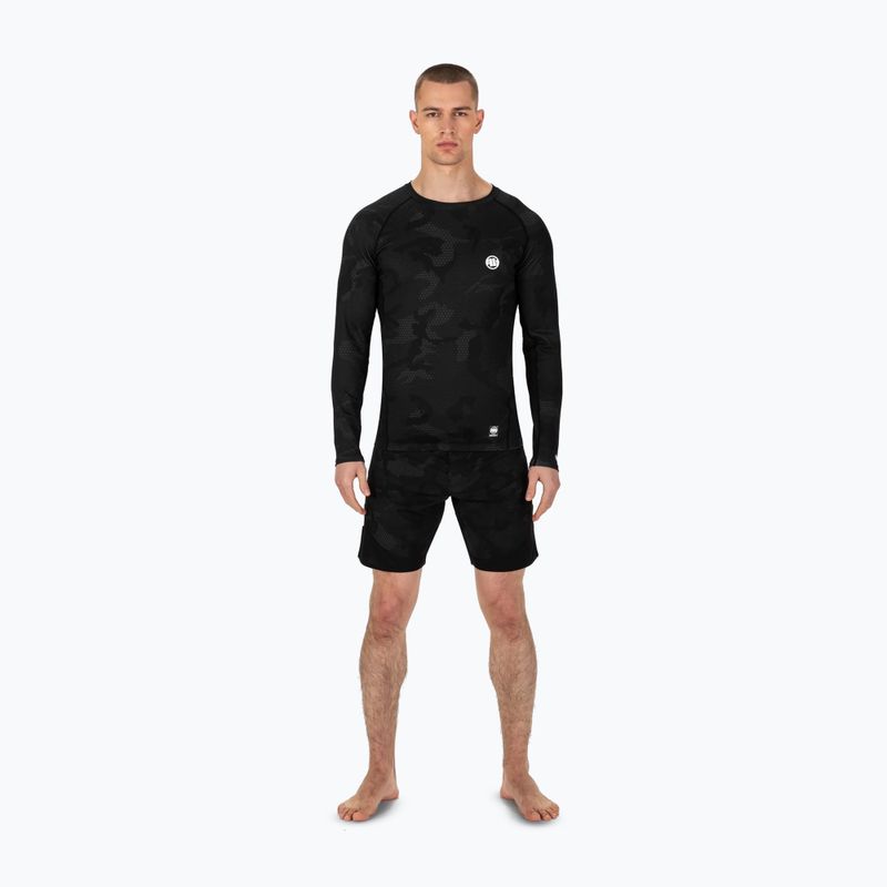 Bărbați Rashguard cu mânecă lungă Pitbull West Coast Net Camo 2 Rash black camo 2