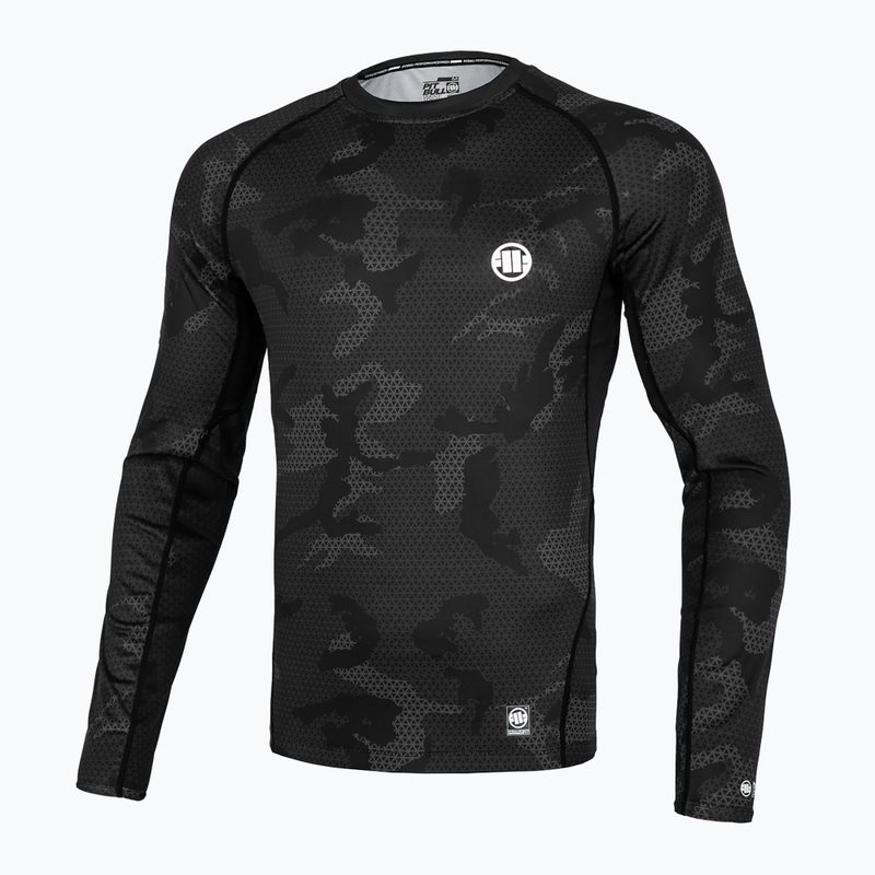 Bărbați Rashguard cu mânecă lungă Pitbull West Coast Net Camo 2 Rash black camo