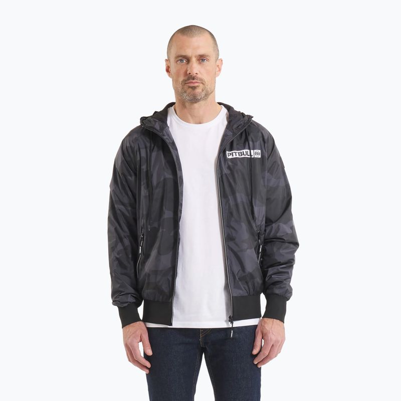 Geacă pentru bărbați  Pitbull Athletic Logo Hooded Nylon all black camo