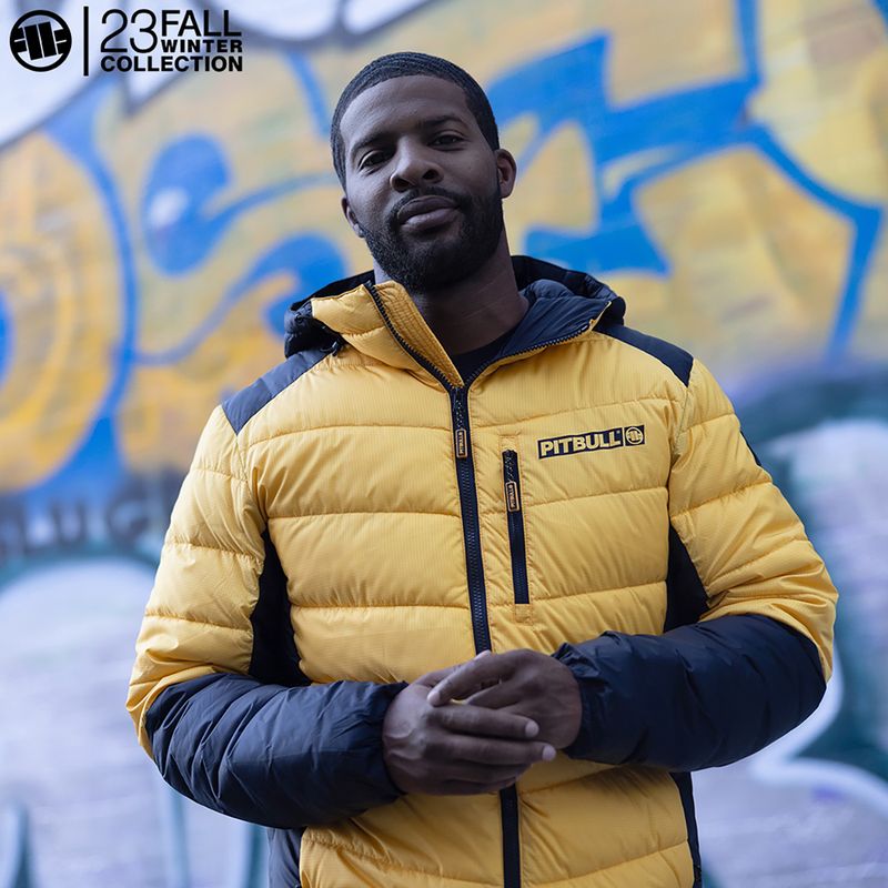 Pitbull West Coast jachetă de iarnă pentru bărbați Evergold cu glugă căptușită galben/negru 5
