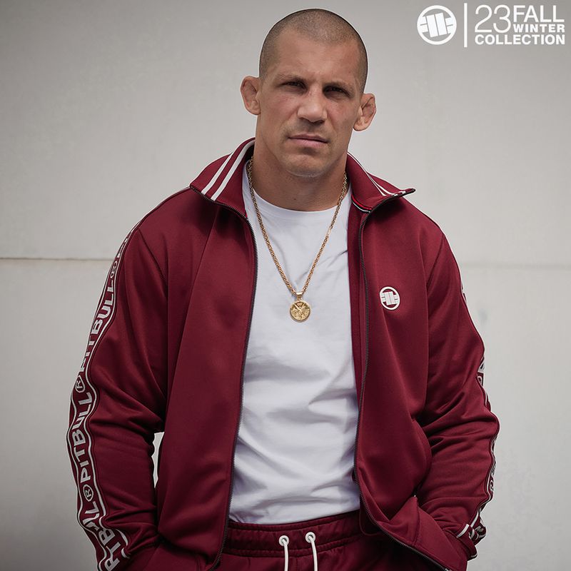 Bărbați Pitbull West Coast Trackjacket Bandă Logo Terry Group Burgundy 3