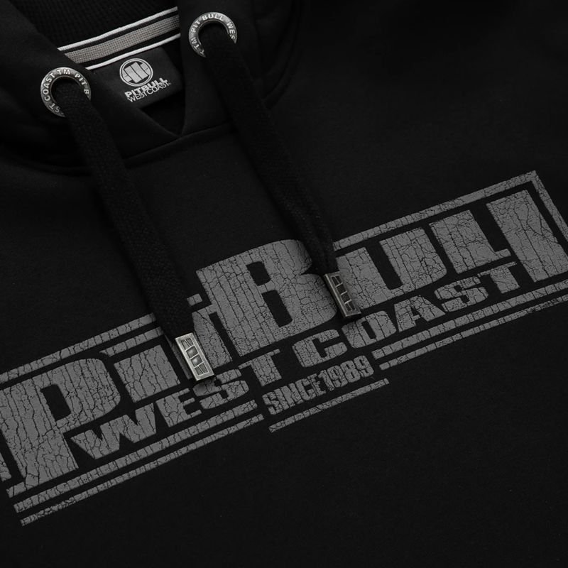 Tricou cu glugă cu glugă negru pentru bărbați Pitbull West Coast Boxing FD cu glugă