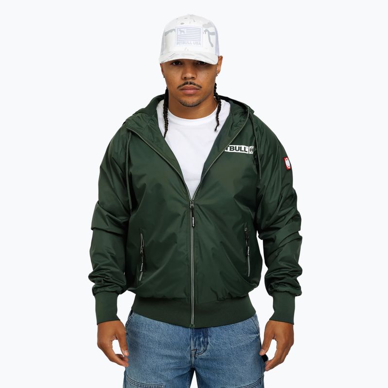 Jachetă pentru bărbați Pitbull West Coast Athletic Hilltop Hooded Nylon dark green