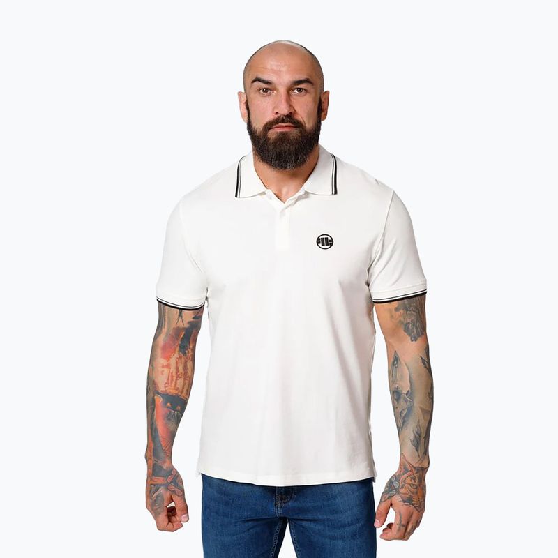 Tricou polo pentru bărbați Pitbull West Coast Polo Pique Stripes Regular white