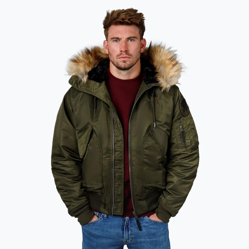 Geacă de iarnă pentru bărbați Pitbull Harvest Hooded Bomber olive