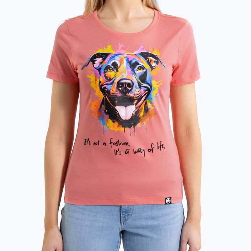 Tricou pentru femei Pitbull Watercolor coral 4