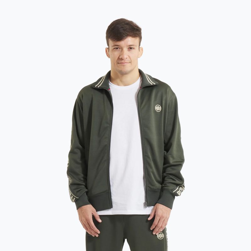Bluză pentru bărbați  Pitbull Trackjacket Tape Logo Terry Group old green