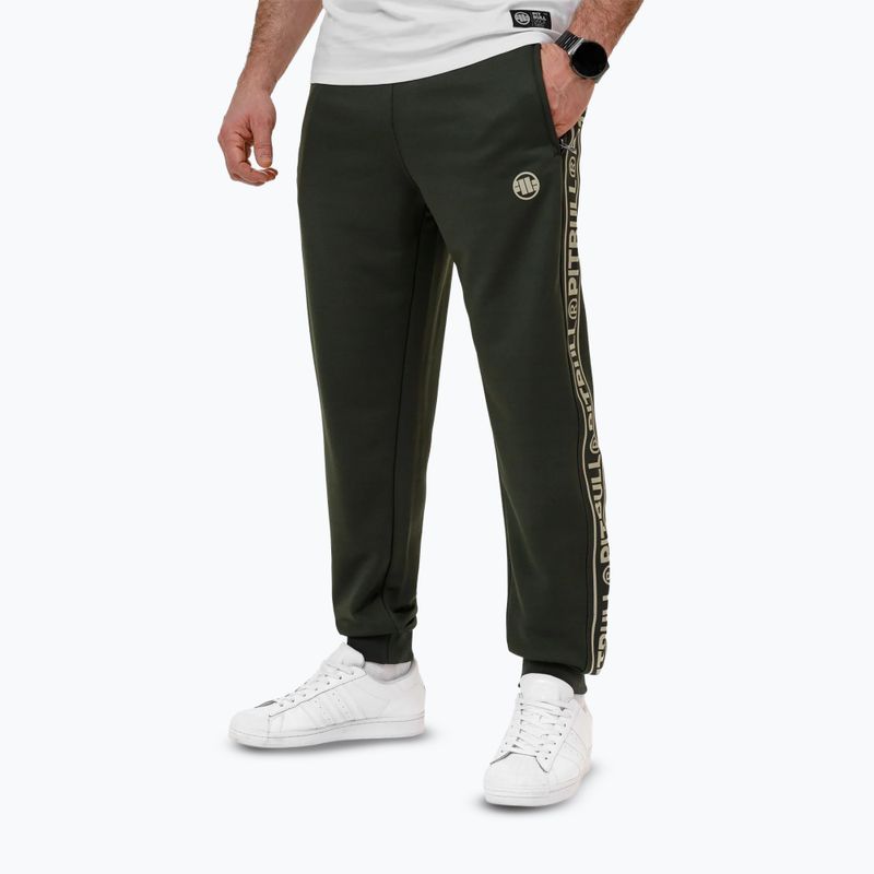 Pantaloni pentru bărbați Pitbull Trackpants Tape Logo Terry Group old green