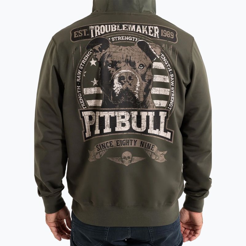 Hanorac pentru bărbați Pitbull Troublemaker Hooded Zip Sweatshirt old green 3