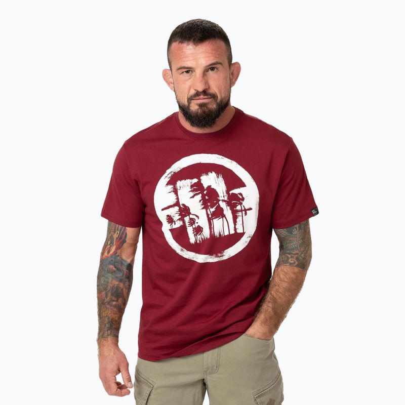 Tricou pentru bărbați Pitbull Logo Palms burgundy