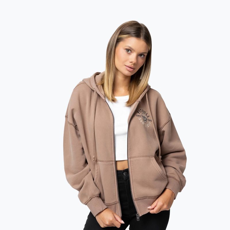 Bluză pentru femei Pitbull Skull Surf Hooded Zip chocolate mousse 4