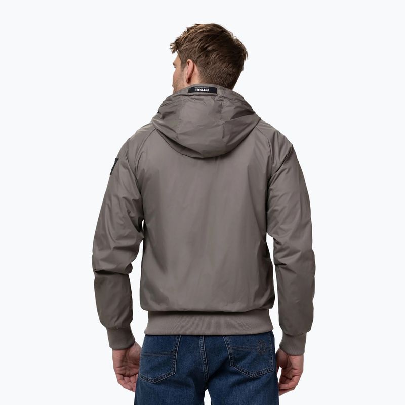 Geacă pentru bărbați Pitbull Athletic Logo Nylon Hooded taupe 3