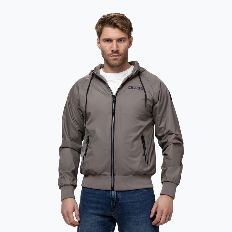 Geacă pentru bărbați Pitbull Athletic Logo Nylon Hooded taupe 4