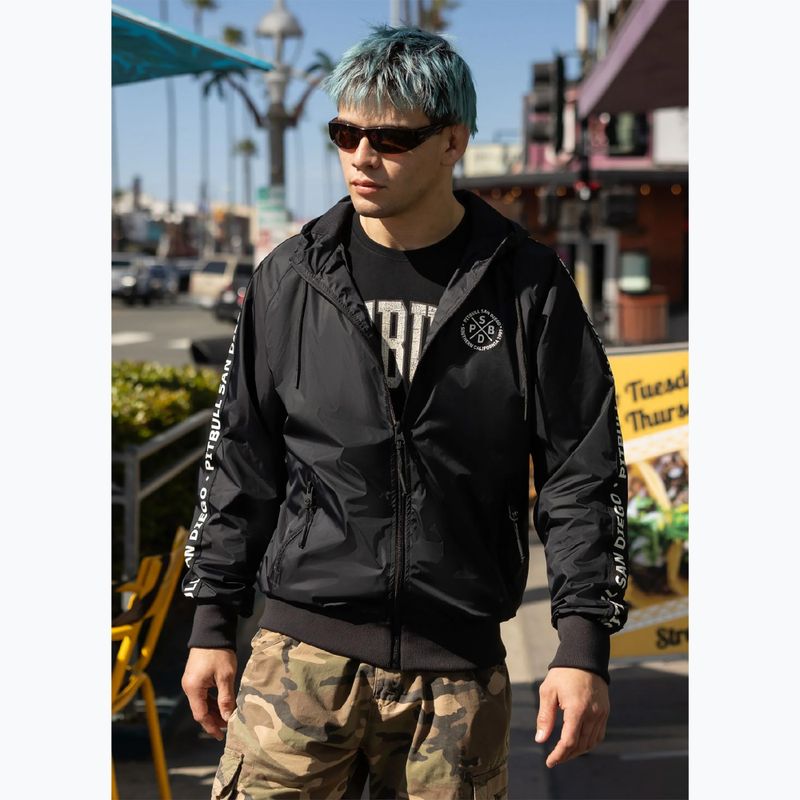 Geacă pentru bărbați Pitbull Athletic Tape Nylon Hooded black 9